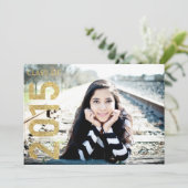 ゴールドグリッター クラスオブ2015 卒業式2015 招待状 (スタンド正面)