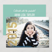 ゴールドグリッター クラスオブ2015 卒業式2015 招待状 (正面/裏面)