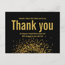 ゴールドグリッター スター ありがとう ボールド ブラック ポストカード
