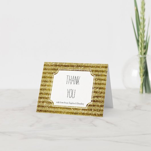 ゴールドグリッター ストライプ ありがとう サンキューカード (正面)
