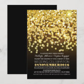 ゴールドグリッター ストリング ライト グラムウェディング 招待状 (正面/裏面)