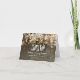 ゴールドグリッター ストリング ライト ラスティック ウッド サンクス サンキューカード