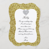 ゴールドグリッター ダイヤモンド ハート メイド オブ オナー カード (正面/裏面)
