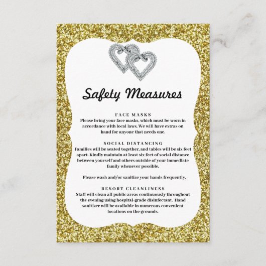 ゴールドグリッター ダイヤモンド ハート 安全対策 エンクロージャーカード (正面)