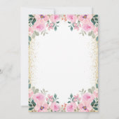 ゴールドグリッター ティール ピンク フローラル ユニコーン 誕生日 招待状 (裏面)