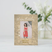 ゴールドグリッター ハッピー15歳の誕生日写真 名前 年 ポストカード (スタンド正面)