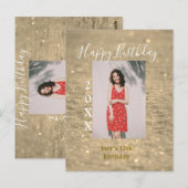 ゴールドグリッター ハッピー15歳の誕生日写真 名前 年 ポストカード (正面/裏面)