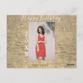 ゴールドグリッター ハッピー15歳の誕生日写真 名前 年 ポストカード (裏面)
