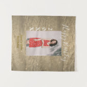 ゴールドグリッター ハッピー15歳誕生日 フォト 名前 年 タペストリー (正面(横))