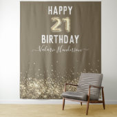 ゴールドグリッター ハッピー21歳誕生日 タペストリー (インサイチュ)