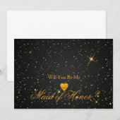 ゴールドグリッター ハート型 ウェディングパーティーのお誘いカード 招待状 (正面/裏面)