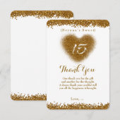 ゴールドグリッター ハート 15 キンセアニェラ 感謝カード (正面/裏面)