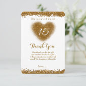 ゴールドグリッター ハート 15 キンセアニェラ 感謝カード (スタンド正面)