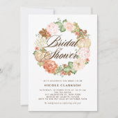 ゴールドグリッター パンプキンリース 秋のブライダルシャワー 招待状 (正面)