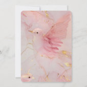 ゴールドグリッター パーティー ブラッシュ ピンクの鳥 誕生日 招待状 (裏面)