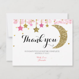 ゴールドグリッター ピンクムーン ありがとうカード サンキューカード