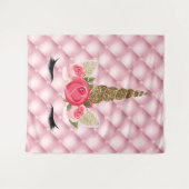 ゴールドグリッター＆ピンクローズユニコーンバースデーパーティー タペストリー (正面(横))