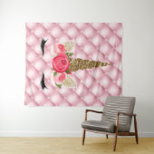 ゴールドグリッター＆ピンクローズユニコーンバースデーパーティー タペストリー (インサイチュ(横))