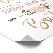 ゴールドグリッター ピンク フラワー 洗礼 ウェルカムサイン ポスター (角)