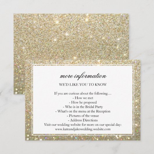 ゴールドグリッター ファブ フレーム 付 詳細情報 ウェディング カード (正面/裏面)