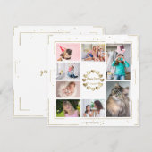 ゴールドグリッター ファミリーフォトコラージュ ハッピーイースター シーズンカード (正面/裏面)