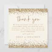 ゴールドグリッター フォト クリーム 婚約 サンクス ノートカード (正面)