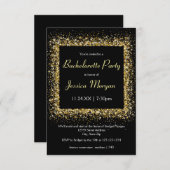 ゴールドグリッター フレーム - 3x5 バチェロレッテパーティー 招待状 (正面/裏面)