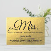 ゴールドグリッター ブライダルシャワー 将来のミセス 招待状 (スタンド正面)