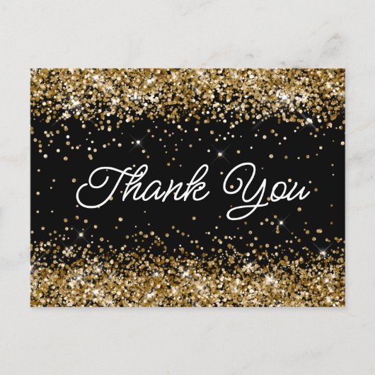 ゴールドグリッター ブラック 21歳の誕生日スクリプトありがとうございます ポストカード (正面)