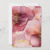 ゴールドグリッター ブラッシュ バーガンディーフラワー 誕生日 招待状 (裏面)