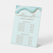 ゴールドグリッター ブルー大理石瑪瑙 サービス価格 台座サイン (正面)