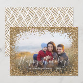 ゴールドグリッター ホリデー スクリプト フォトフレーム シーズンカード (正面/裏面)