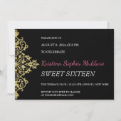 ゴールドグリッター ボーダー パーティー招待状 招待状 (正面)