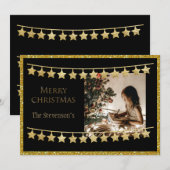 ゴールドグリッター メリークリスマス フォト パーソナライズド シーズンカード (正面/裏面)