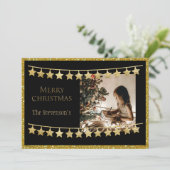 ゴールドグリッター メリークリスマス フォト パーソナライズド シーズンカード (スタンド正面)