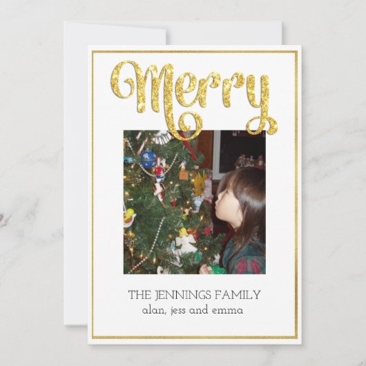 ゴールドグリッター メリー - ミニマリスト フォト クリスマス (正面)