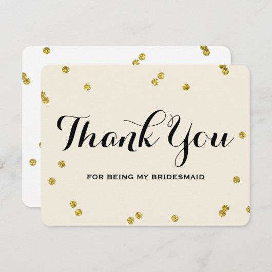 ゴールドグリッター | 花嫁の友人への感謝カード サンキューカード (正面/裏面)