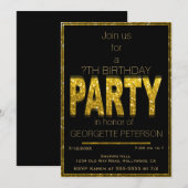 ゴールドグリッター | 誕生日パーティー招待状 招待状 (正面/裏面)