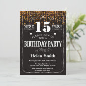 ゴールドグリッター 15歳の誕生日招待状 招待状 (スタンド正面)