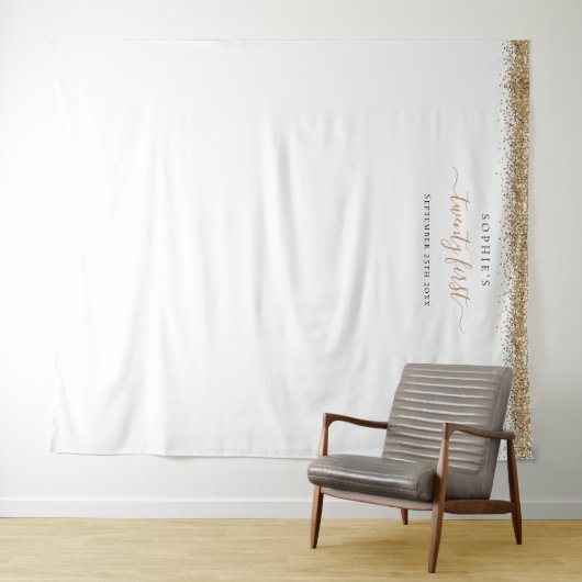 ゴールドグリッター 21歳の誕生日写真用背景タペストリー タペストリー (インサイチュ(横))