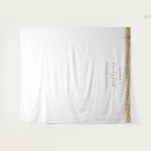 ゴールドグリッター 21歳の誕生日写真用背景タペストリー タペストリー (正面(横))