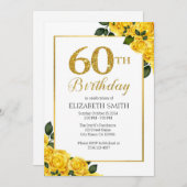 ゴールドグリッター 60歳の誕生日招待状テンプレート 招待状 (正面/裏面)
