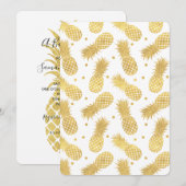 ゴールドグリッツィパイナップルベイビーシャワー 招待状 (正面/裏面)