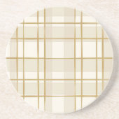 ゴールドグリッドのチェック柄パターン コースター (正面)