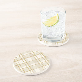 ゴールドグリッドのチェック柄パターン コースター