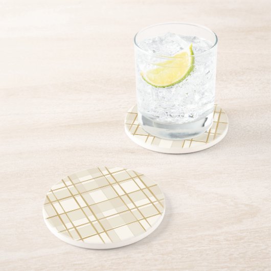 ゴールドグリッドのチェック柄パターン コースター (側面)