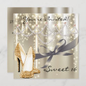 ゴールドグリマー ゴールドグリッター シューズ スウィートシックスティーン 招待状 (正面/裏面)