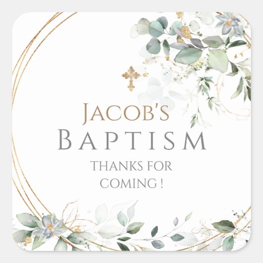 ゴールドグリーナリーユーカリプタススクエアステッカー スクエアシール (正面)