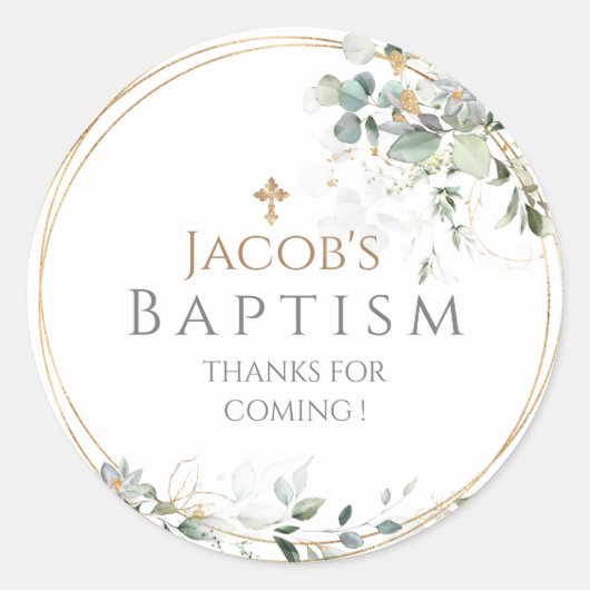 ゴールドグリーナリーユーカリプタススクエアステッカー ラウンドシール (正面)