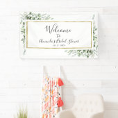 ゴールドグリーンのブライダルシャワーウェルカムサインバナー 横断幕 (インサイチュ)